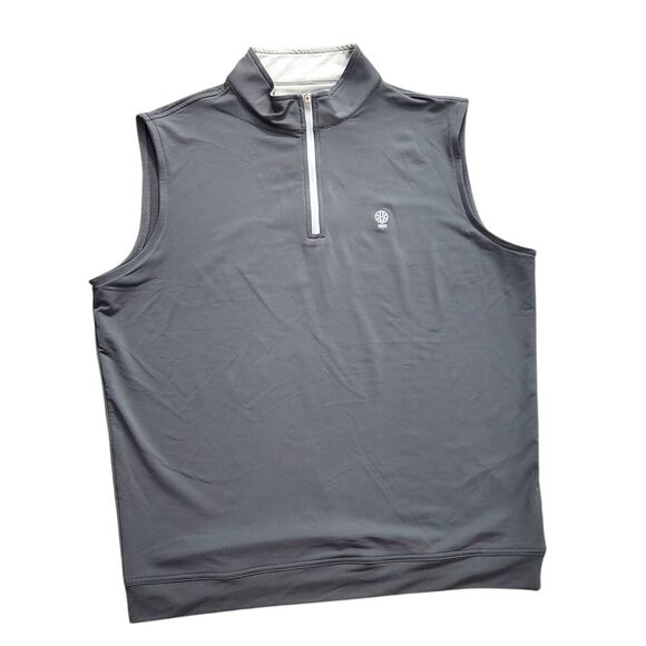 Peter Millar Other - Peter Millar 1/2 ZIp Vest Men's Large performance polyester Gray, club logo